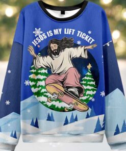 Jesus Is My Lift Ticket Ugly Christmas Sweater