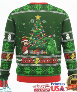 Jesus vs Godzilla Ugly Christmas Sweater