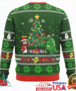 Jesus vs Godzilla Ugly Christmas Sweater