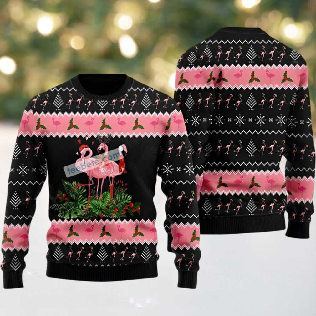 Jingle Bell Tropical Flamingo Ugly Christmas Sweater On Sale Jingle Bell Tropical Flamingo Ugly Christmas Sweater On Sale