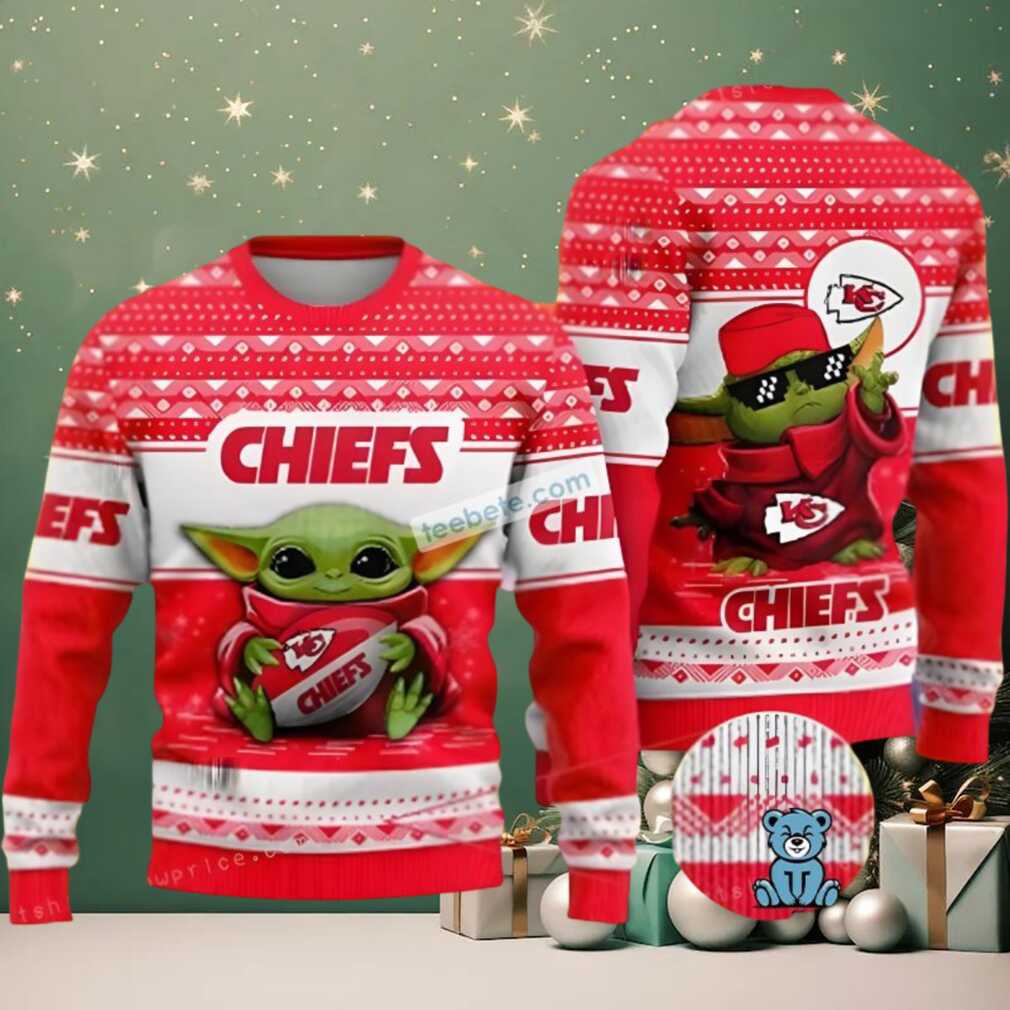 Kansas City Chiefs Baby Yoda Love Ugly Christmas Sweater Red Cool Kansas City Chiefs Baby Yoda Love Ugly Christmas Sweater Red Cool