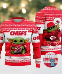 Kansas City Chiefs Baby Yoda Love Ugly Christmas Sweater Red Cool