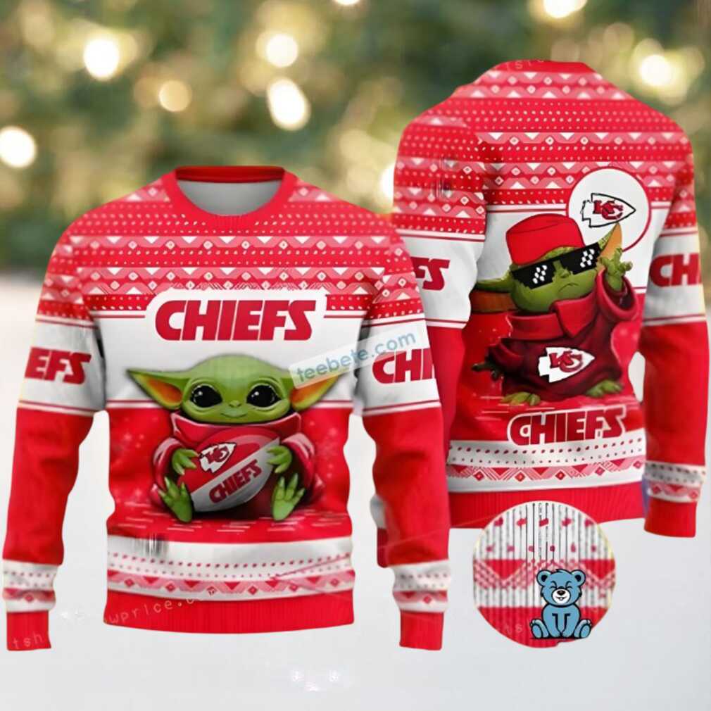 Kansas City Chiefs Baby Yoda Love Ugly Christmas Sweater Red Cool Kansas City Chiefs Baby Yoda Love Ugly Christmas Sweater Red Cool