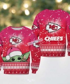 Kansas City Chiefs Baby Yoda Star Wars Ugly Christmas Sweater Ladies Red