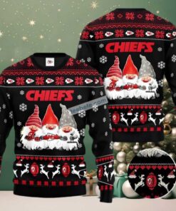 Kansas City Chiefs Christmas Gnomes Ugly Christmas Sweater Black Cheap Kansas City Chiefs Christmas Gnomes Ugly Christmas Sweater Black Cheap