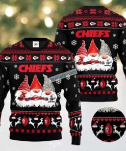Kansas City Chiefs Christmas Gnomes Ugly Christmas Sweater Black Cheap