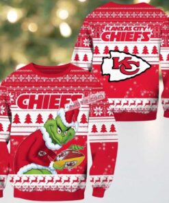 Kansas City Chiefs Christmas Grinch Stole Ugly Sweater Party Red