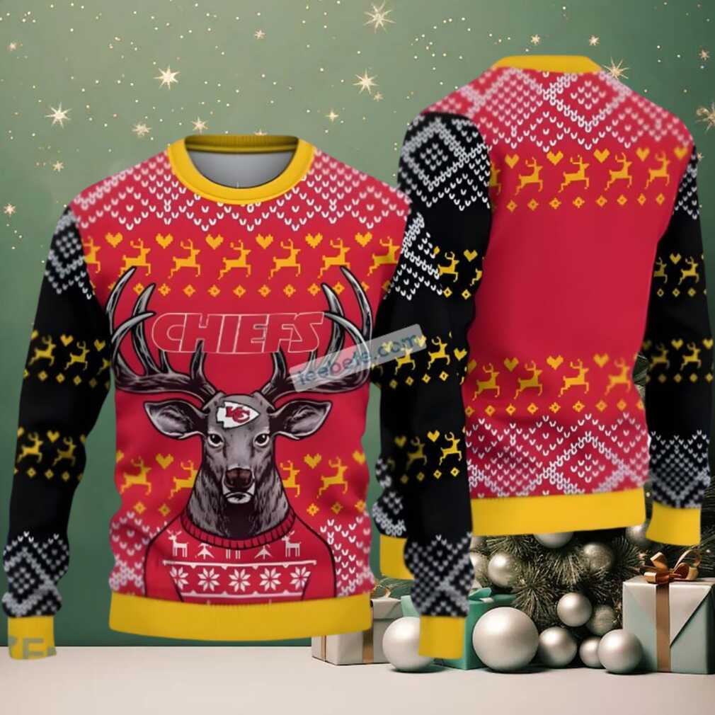 Kansas City Chiefs Christmas Reindeer Ugly Xmas Sweater Womens Red Kansas City Chiefs Christmas Reindeer Ugly Xmas Sweater Womens Red