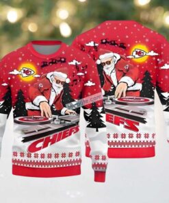Kansas City Chiefs Dj Santa Claus Ugly Christmas Sweaters Family Red