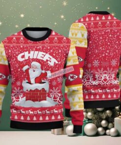 Kansas City Chiefs Funny Santa Claus Ugly Christmas Sweater Vacation Red