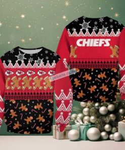 Kansas City Chiefs Gingerbread Man Fans Ugly Christmas Sweater Red Funny Kansas City Chiefs Gingerbread Man Fans Ugly Christmas Sweater Red Funny