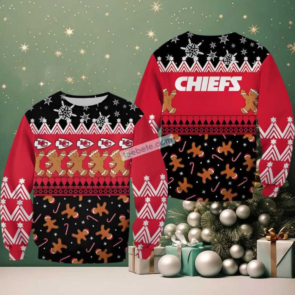 Kansas City Chiefs Gingerbread Man Fans Ugly Christmas Sweater Red Funny Kansas City Chiefs Gingerbread Man Fans Ugly Christmas Sweater Red Funny