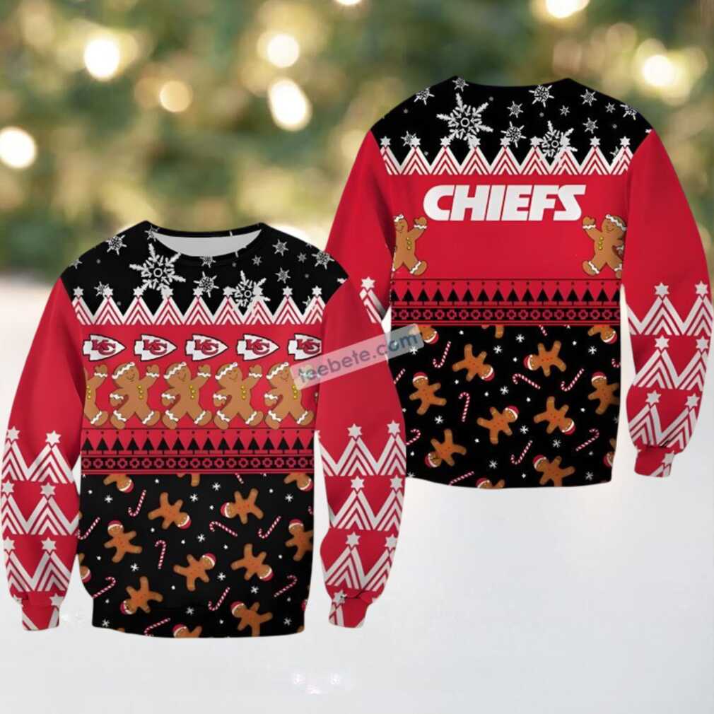 Kansas City Chiefs Gingerbread Man Fans Ugly Christmas Sweater Red Funny Kansas City Chiefs Gingerbread Man Fans Ugly Christmas Sweater Red Funny