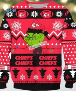 Kansas City Chiefs Grinch Fan Ugly Xmas Sweater Party Red