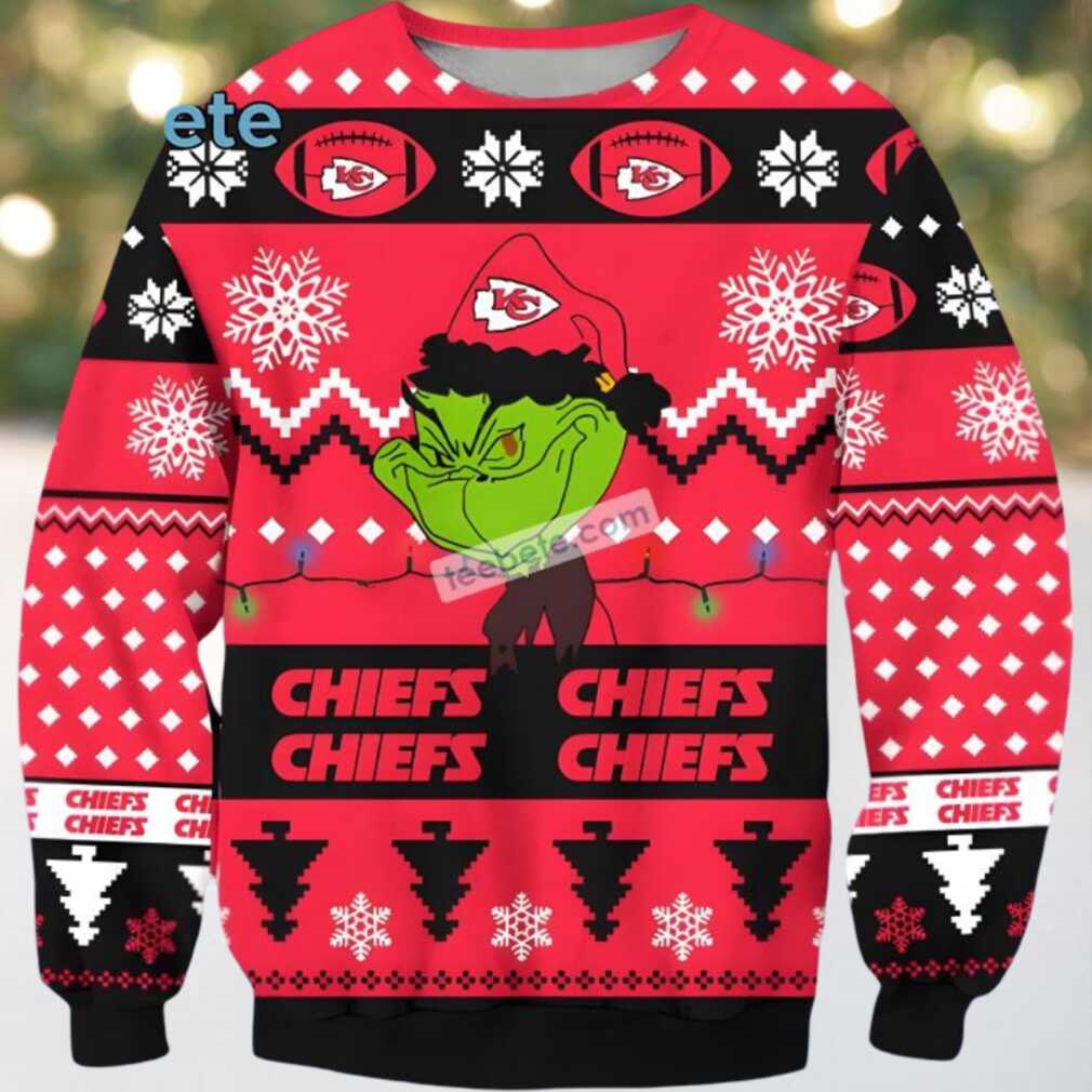 Kansas City Chiefs Grinch Fan Ugly Xmas Sweater Party Red Kansas City Chiefs Grinch Fan Ugly Xmas Sweater Party Red