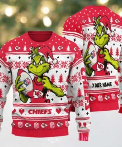 Kansas City Chiefs Grinch With Ball NFL Ugly Christmas Sweaters