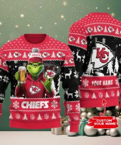 Kansas City Chiefs Grinch With Beer Ugly Christmas Sweater Kansas City Chiefs Grinch With Beer Ugly Christmas Sweater