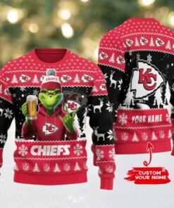 Kansas City Chiefs Grinch With Beer Ugly Christmas Sweater