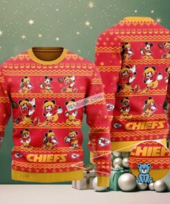 Kansas City Chiefs Mickey Mouse Player Ugly Christmas Sweaters Family Red Kansas City Chiefs Mickey Mouse Player Ugly Christmas Sweaters Family Red
