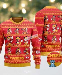 Kansas City Chiefs Mickey Mouse Player Ugly Christmas Sweaters Family Red