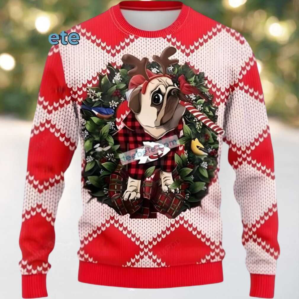 Kansas City Chiefs Pug Dog Ugly Xmas Sweater Red Kansas City Chiefs Pug Dog Ugly Xmas Sweater Red
