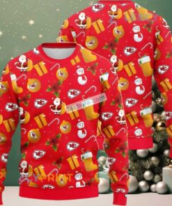 Kansas City Chiefs Santa Claus And Snowman Ugly Christmas Sweaters Couples Red
