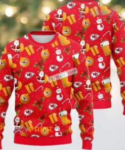 Kansas City Chiefs Santa Claus And Snowman Ugly Christmas Sweaters Couples Red