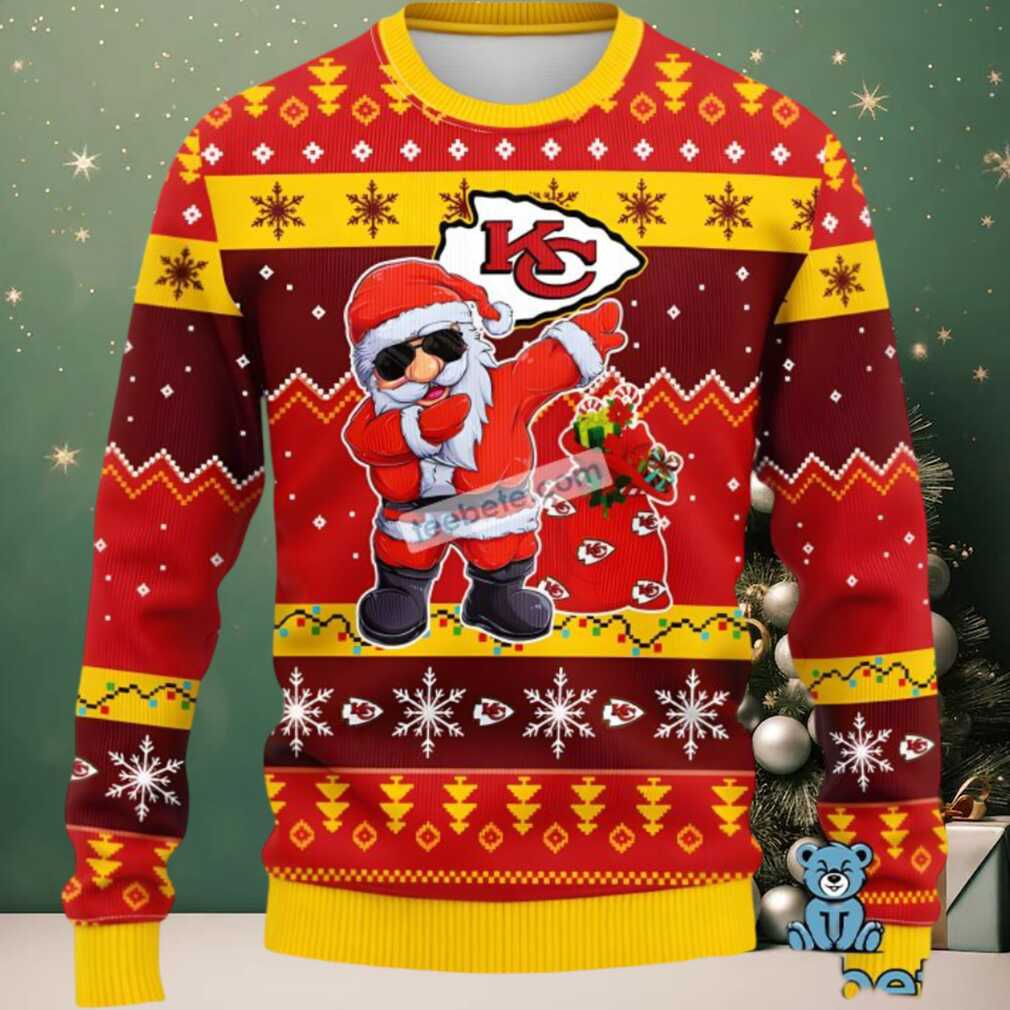 Kansas City Chiefs Santa Claus Dance Ugly Sweaters For Couples Red Kansas City Chiefs Santa Claus Dance Ugly Sweaters For Couples Red