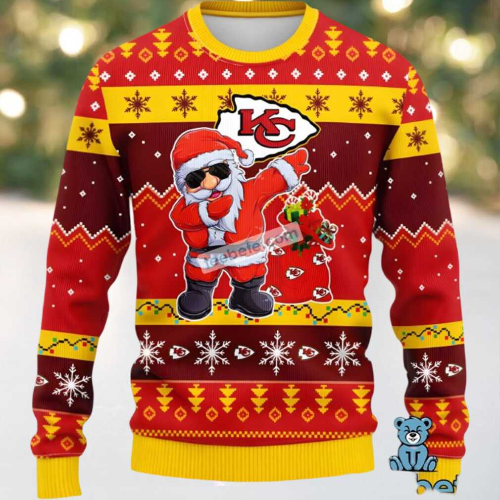 Kansas City Chiefs Santa Claus Dance Ugly Sweaters For Couples Red Kansas City Chiefs Santa Claus Dance Ugly Sweaters For Couples Red