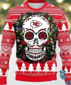 Kansas City Chiefs Skull Flower Most Ugly Christmas Sweater Red