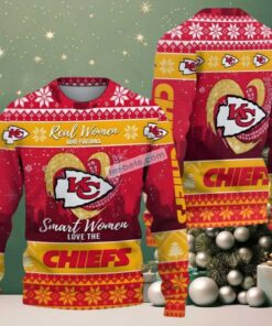 Kansas City Chiefs Smart Women Love Ugly Christmas Sweater Adults Red Kansas City Chiefs Smart Women Love Ugly Christmas Sweater Adults Red