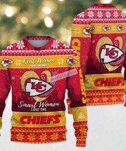 Kansas City Chiefs Smart Women Love Ugly Christmas Sweater Adults Red
