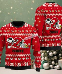 Kansas City Chiefs Snoopy And Woodstock Helmet Ugly Christmas Sweatshirt Red Kansas City Chiefs Snoopy And Woodstock Helmet Ugly Christmas Sweatshirt Red