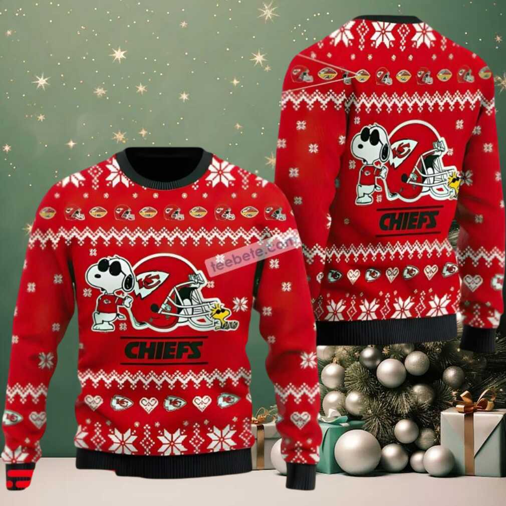 Kansas City Chiefs Snoopy And Woodstock Helmet Ugly Christmas Sweatshirt Red Kansas City Chiefs Snoopy And Woodstock Helmet Ugly Christmas Sweatshirt Red