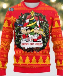 Kansas City Chiefs Snoopy Charlie Brown Xmas Ugly Christmas Sweater Cute Red