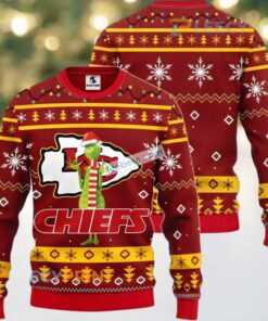 Kansas City Chiefs The Grinch Logo Ugly Christmas Sweater Adults Red