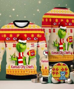 Kansas City Chiefs The Grinch Ugly Sweaters For Couples Red Kansas City Chiefs The Grinch Ugly Sweaters For Couples Red