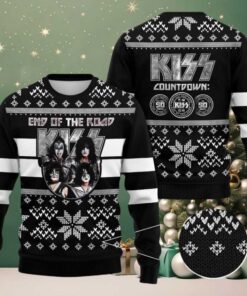 Kiss Band End Of The Road Kiss Countdown 50 Years Knitted Black Ugly Christmas Sweater