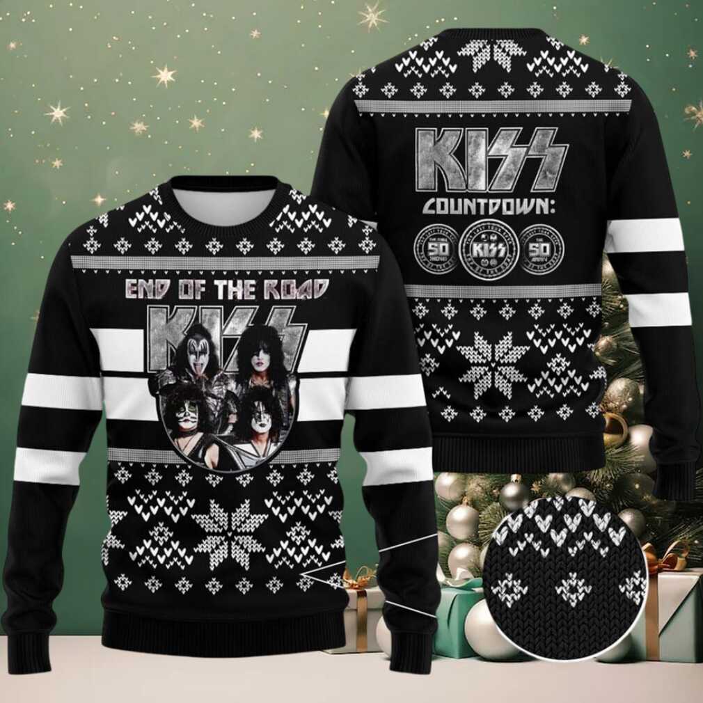 Kiss Band End Of The Road Kiss Countdown 50 Years Knitted Black Ugly Christmas Sweater Kiss Band End Of The Road Kiss Countdown 50 Years Knitted Black Ugly Christmas Sweater