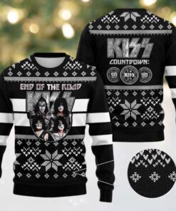 Kiss Band End Of The Road Kiss Countdown 50 Years Knitted Black Ugly Christmas Sweater