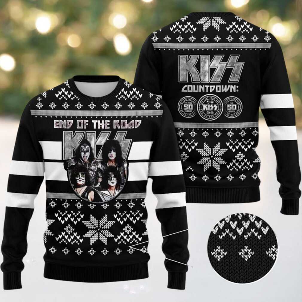 Kiss Band End Of The Road Kiss Countdown 50 Years Knitted Black Ugly Christmas Sweater Kiss Band End Of The Road Kiss Countdown 50 Years Knitted Black Ugly Christmas Sweater