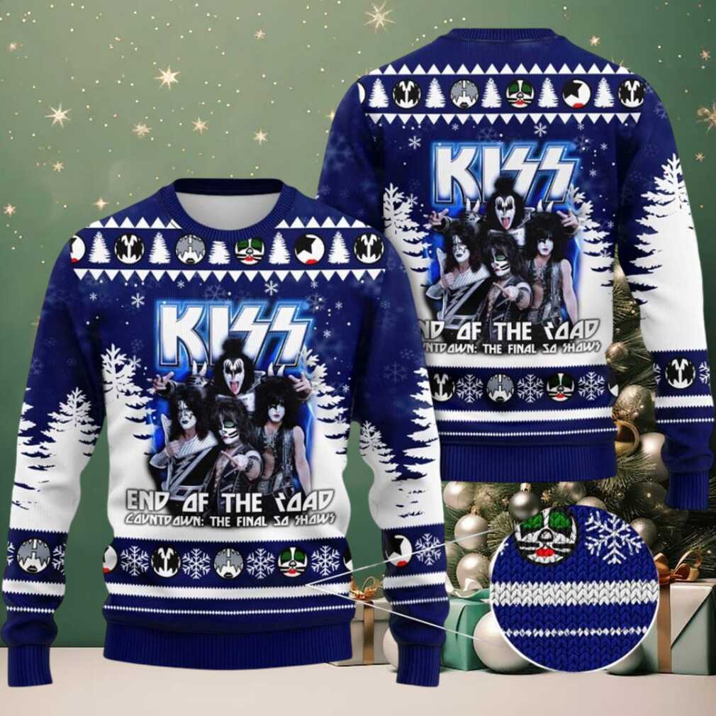 Kiss Band End Of The Road The Final 50 Shows Band Members Graphic 2025 Ugly Christmas Sweater Kiss Band End Of The Road The Final 50 Shows Band Members Graphic 2025 Ugly Christmas Sweater