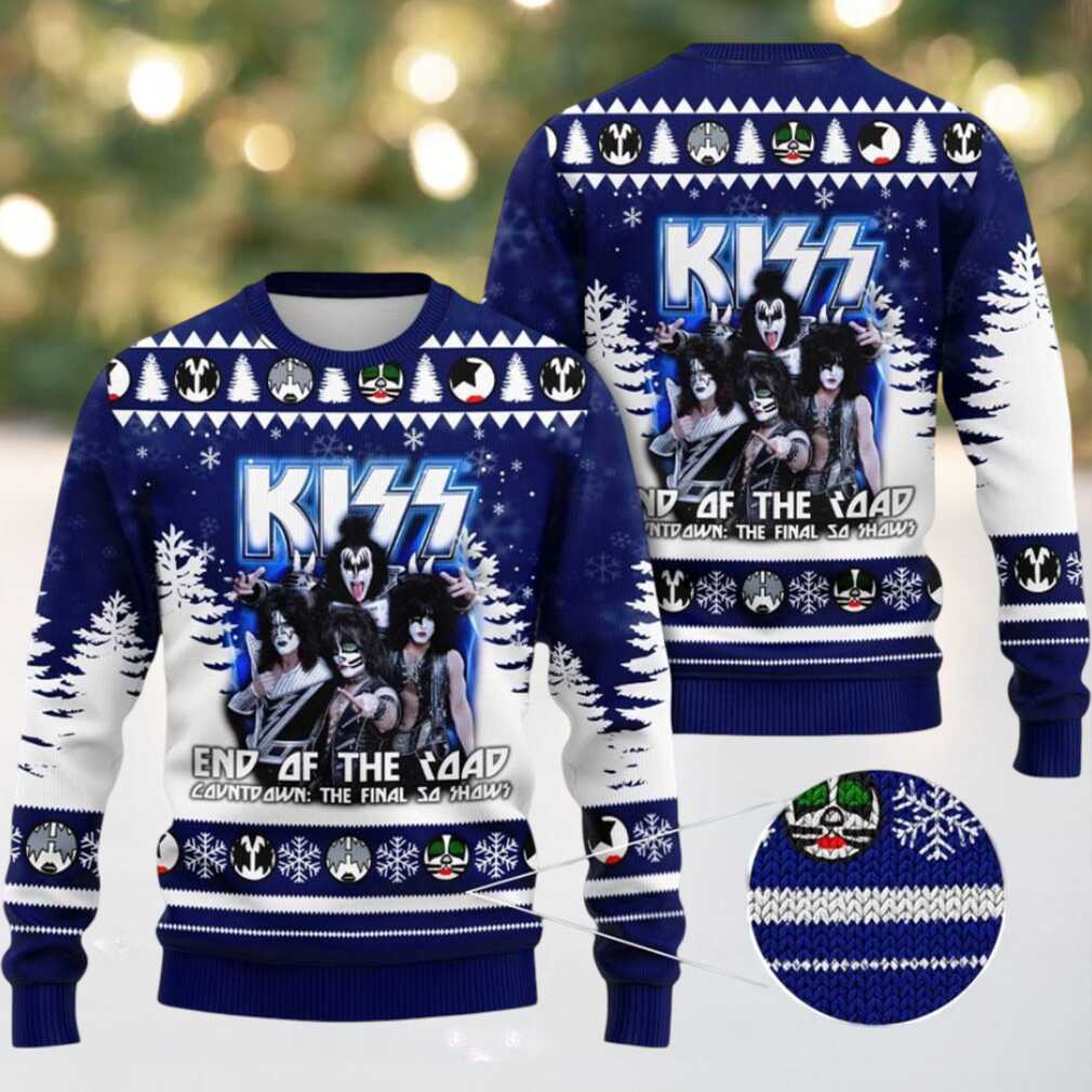 Kiss Band End Of The Road The Final 50 Shows Band Members Graphic 2025 Ugly Christmas Sweater Kiss Band End Of The Road The Final 50 Shows Band Members Graphic 2025 Ugly Christmas Sweater
