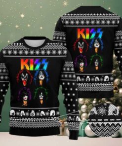 Kiss Band Graphics Rainbow Logo Xmas Holiday Style Pattern Personalized Ugly Christmas Sweater