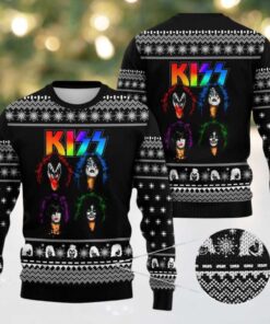 Kiss Band Graphics Rainbow Logo Xmas Holiday Style Pattern Personalized Ugly Christmas Sweater
