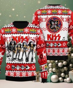 Kiss Funny Big Head Xmas Holiday Style Gift For Rock Music Fans Ugly Christmas Sweater