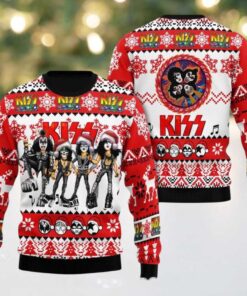 Kiss Funny Big Head Xmas Holiday Style Gift For Rock Music Fans Ugly Christmas Sweater