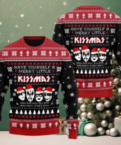 Kiss Have Yourself A Merry Little Kissmas Rock And Roll All Nite And Party Everyday Ugly Christmas Sweater