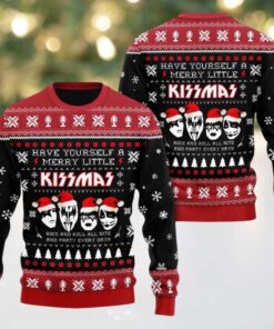 Kiss Have Yourself A Merry Little Kissmas Rock And Roll All Nite And Party Everyday Ugly Christmas Sweater