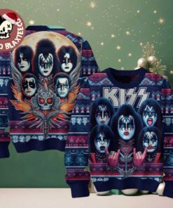 Kiss Members Rock And Roll Holiday Gift Vintage Style 2025 Ugly Christmas Sweater